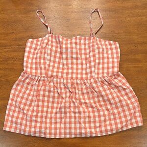 Wild Fable Terracotta and White Smocked Top